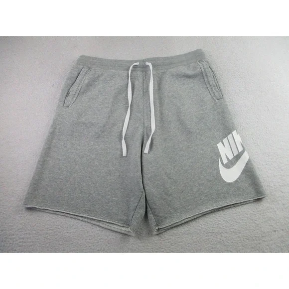 Nike Shorts Mens XL Gray Fleece Drawstring‎ Athletic Big Logo Spell Out Casual